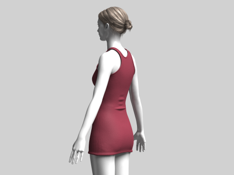 Girls Midi Dress Modello 3D