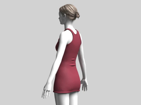 Girls Midi Dress 3D Model