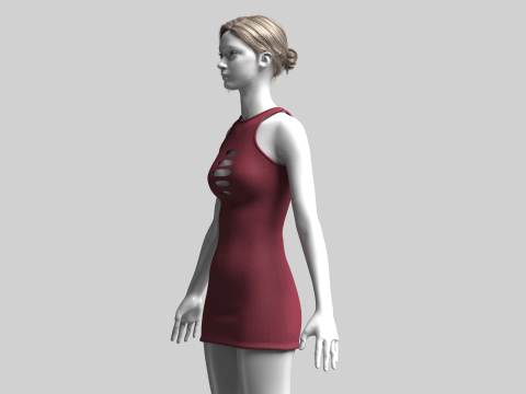 Girls Midi Dress Modello 3D
