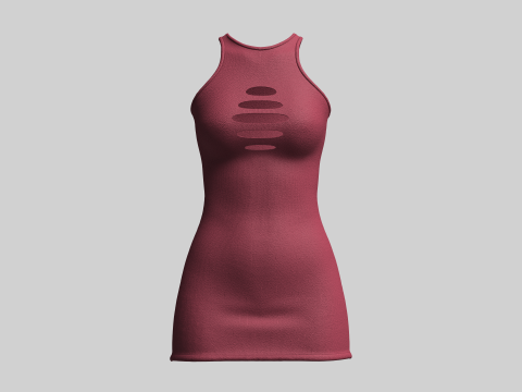 Girls Midi Dress Modello 3D