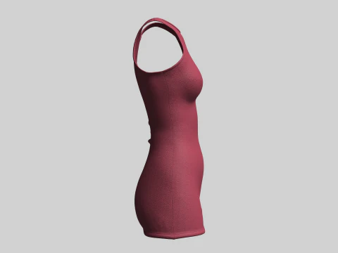 Girls Midi Dress 3D Model