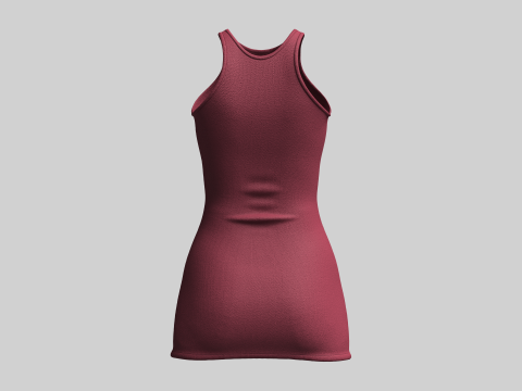 Girls Midi Dress Modello 3D