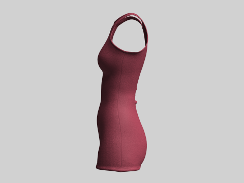 Girls Midi Dress Modello 3D