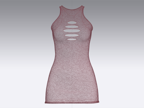 Girls Midi Dress Modello 3D