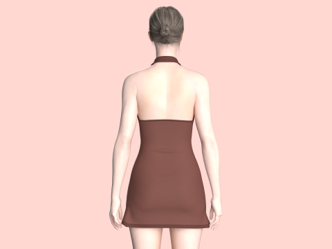 Girls Midi Dress V2 3D Model