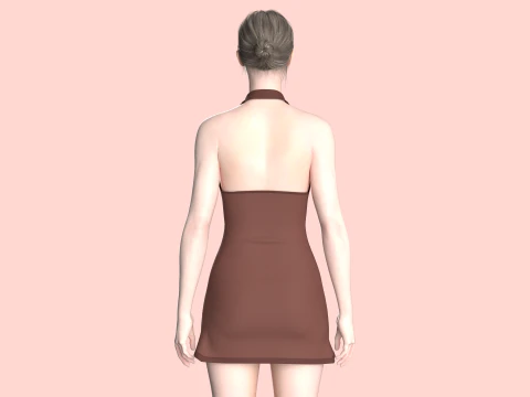 Girls Midi Dress V2 3D Model