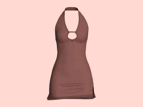 Girls Midi Dress V2 3D Model