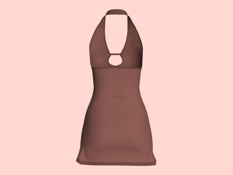 Girls Midi Dress V2 3D Model