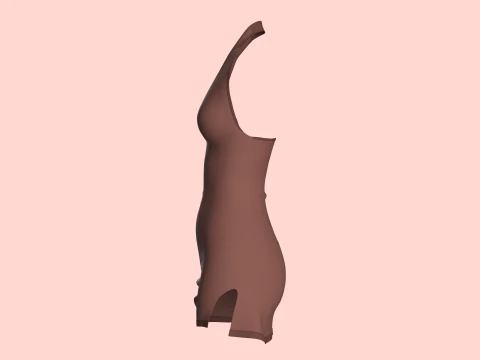 Girls Midi Dress V2 3D Model