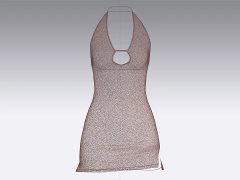 Girls Midi Dress V2 3D Model