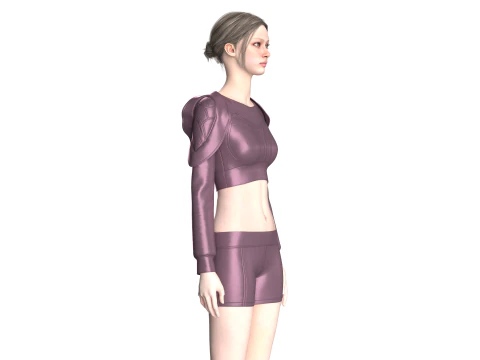 Girls Midi Dress V2 3D Model