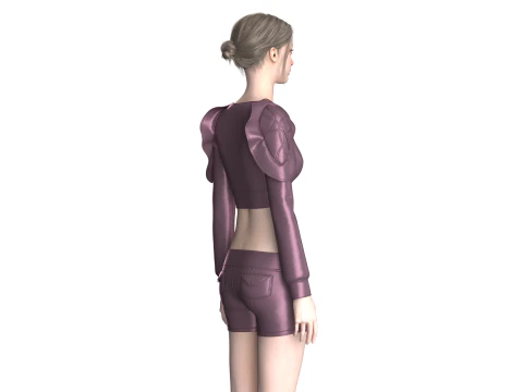Girls Midi Dress V2 3D Model