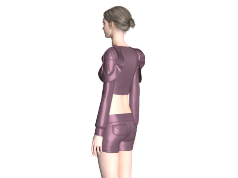 Girls Midi Dress V2 3D Model