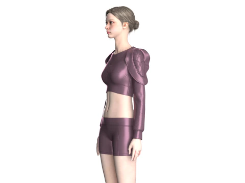 Girls Midi Dress V2 3D Model