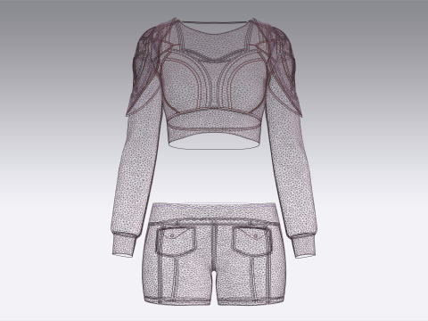 Girls Midi Dress V2 Modello 3D