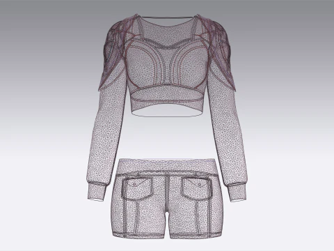 Girls Midi Dress V2 3D Model