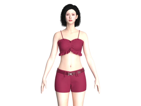 Бюстгальтер без косточек для девочек с шортами 3D Модель