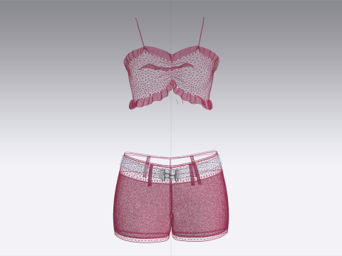 Girls Bralette With Shorts Modèle 3D
