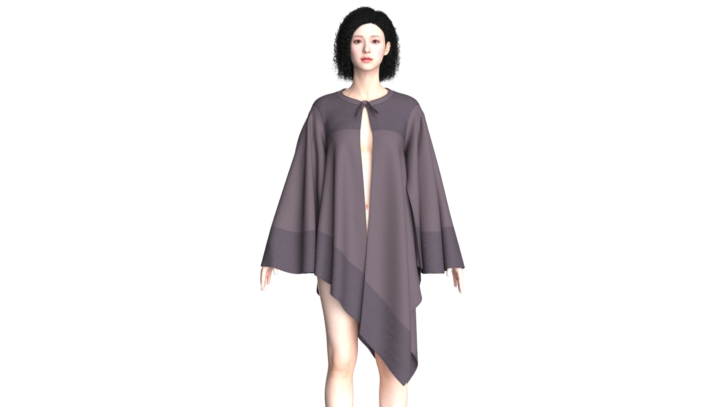 Girls Cape Dress V8 3D Model .c4d .max .obj .3ds .fbx .stl .blend