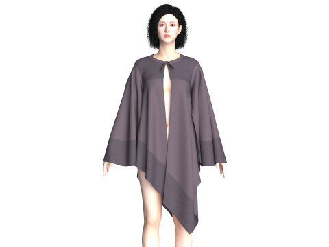 Girls Cope Dress V8 3D Model