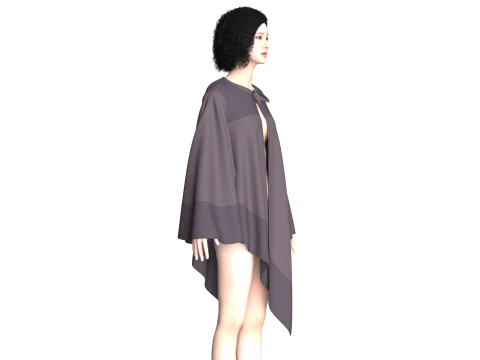 Girls Cape Dress V8 3D Model