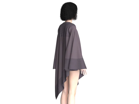 Girls Cape Dress V8 3D Model