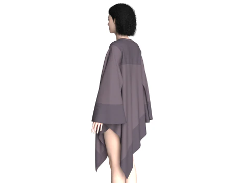Girls Cape Dress V8 3D Model