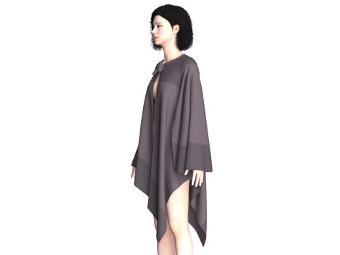 Girls Cape Dress V8 3D Model