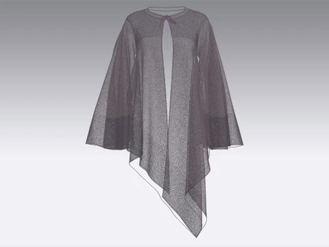Girls Cape Dress V8 3D Model