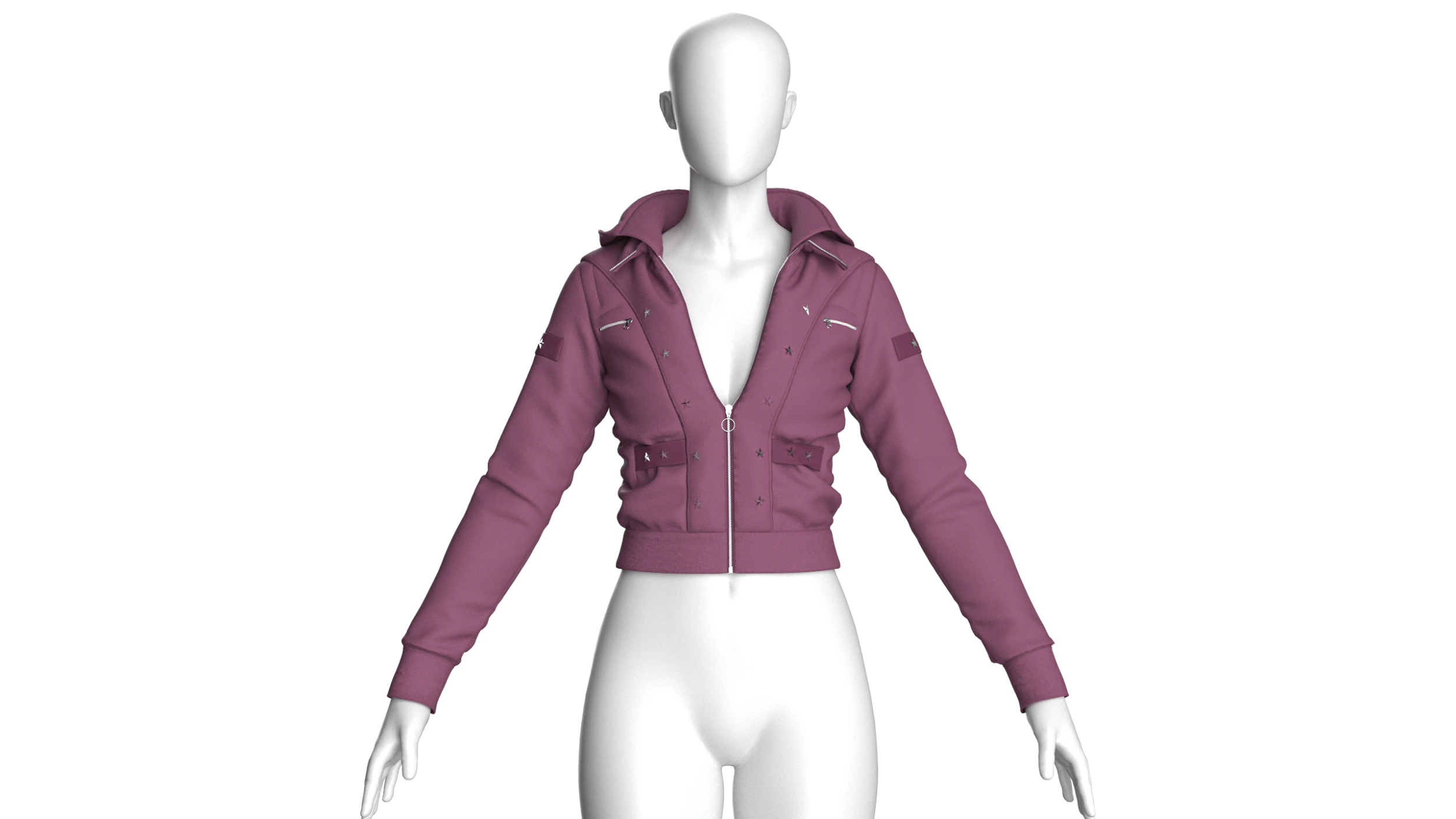 Girls Crop Jacket V2 3D Model .c4d .max .obj .3ds .fbx .stl .blend