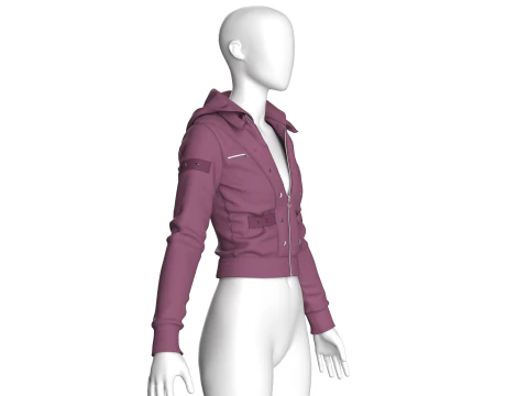 Girls Crop Jacket V2 3D Model