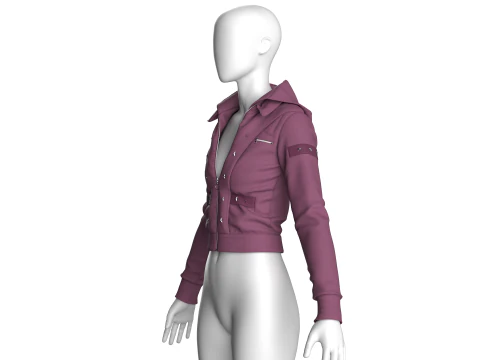 Girls Crop Jacket V2 3D Model