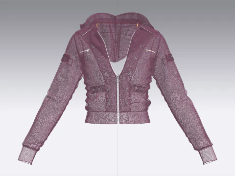 Girls Crop Jacket V2 3D Model