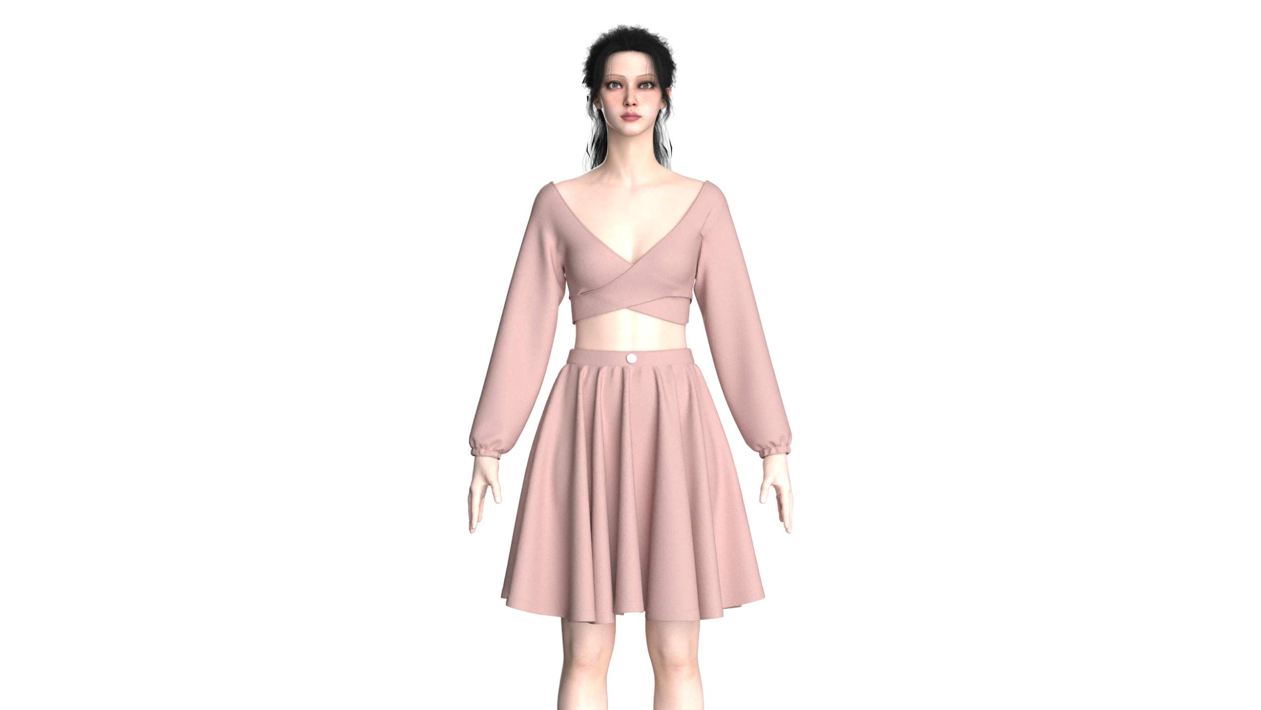 Girls Crop Top With Skirt 3D Model .c4d .max .obj .3ds .fbx .stl .blend 