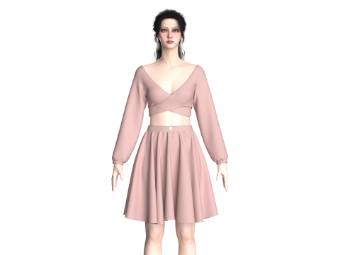 Girls Crop Top With Skirt Modelo 3D