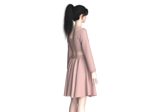 Girls Crop Top With Skirt 3D Model