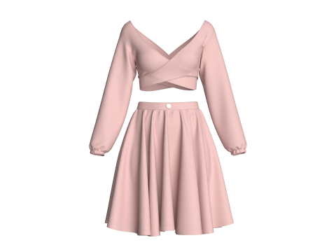 Girls Crop Top With Skirt 3D मॉडल