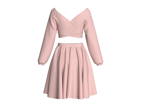 Girls Crop Top With Skirt 3D Model