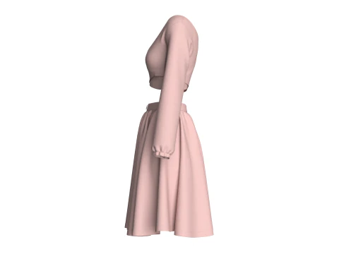 Girls Crop Top With Skirt 3D Model