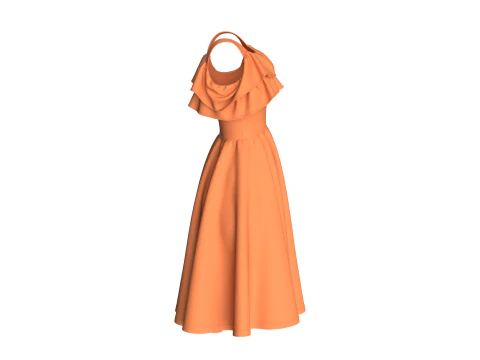 Girls Midi Dress V3 3D Model