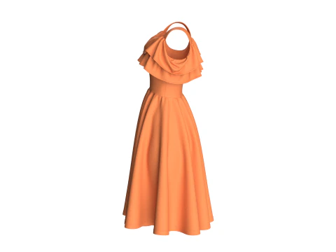 Girls Midi Dress V3 3D Model
