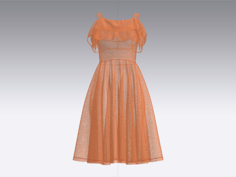 Girls Midi Dress V3 Modèle 3D