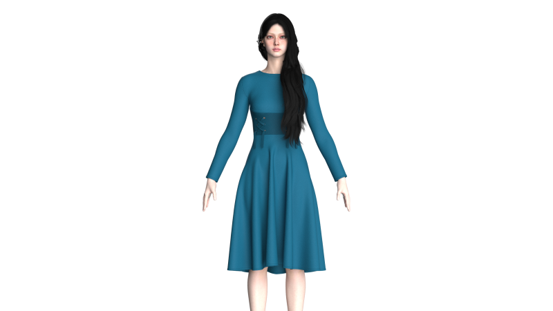 Girls Midi Dress V4 3D 모델 .c4d .max .obj .3ds .fbx .stl .blend