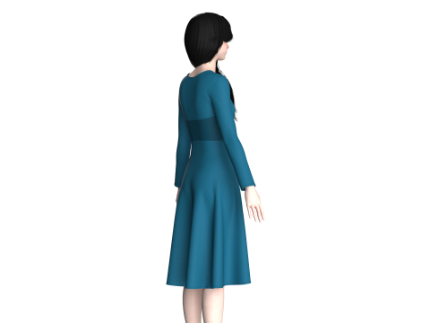 Girls Midi Dress V4 3D 모델