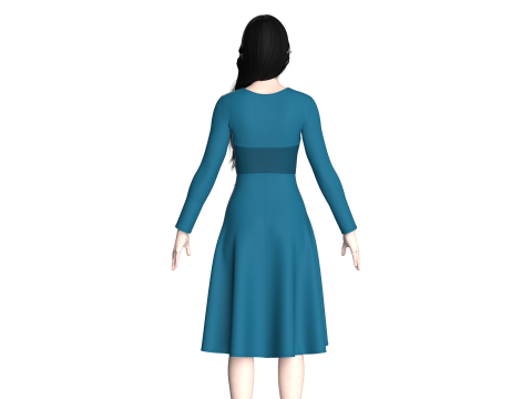 Girls Midi Dress V4 3D 모델