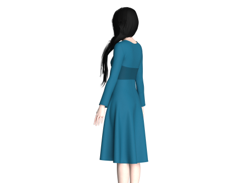 Girls Midi Dress V4 3D 모델