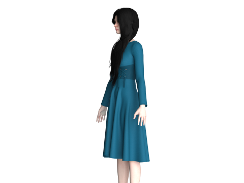 Girls Midi Dress V4 3D 모델