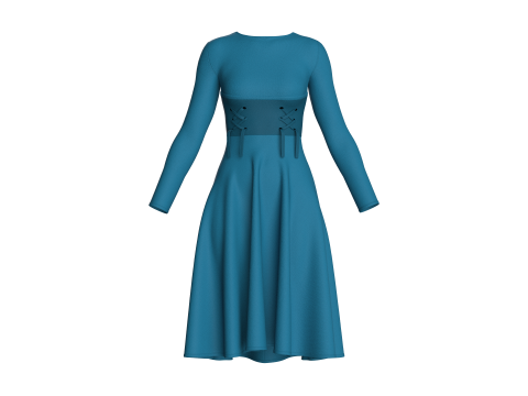Girls Midi Dress V4 3D 모델