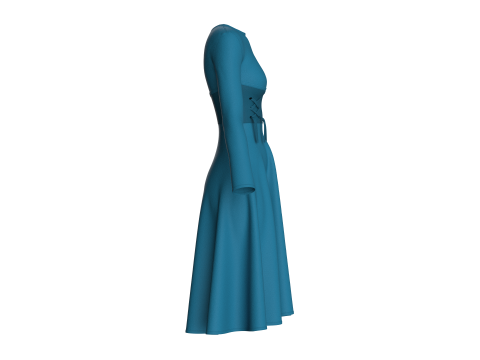 Girls Midi Dress V4 3D 모델