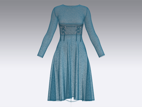 Girls Midi Dress V4 3D 모델